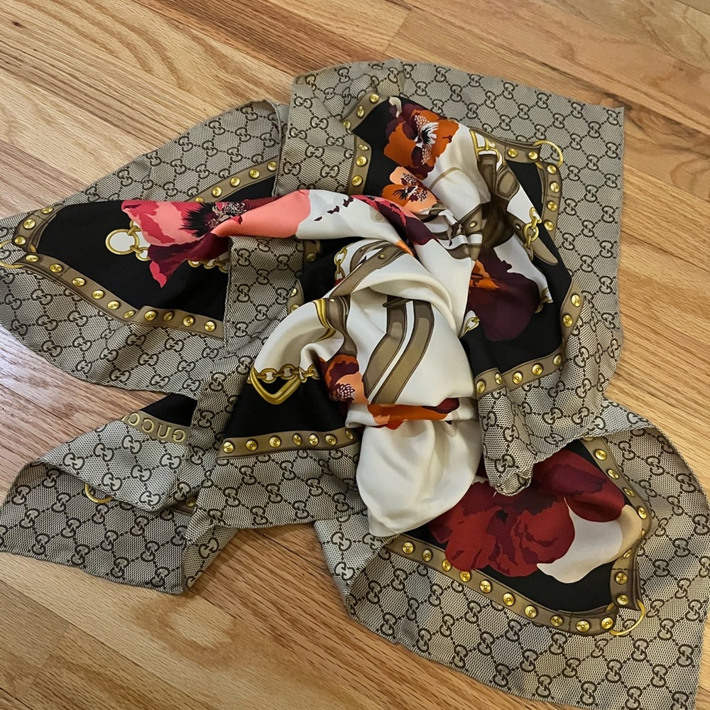 Silk Gucci Scarf 34 x 34 inches